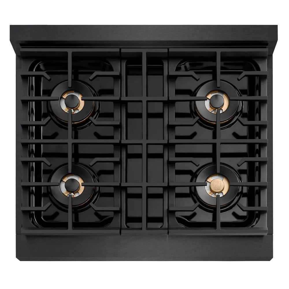 ZLINE Paramount 30-inch range in black satin stainless steel PSDRBS-30, from above