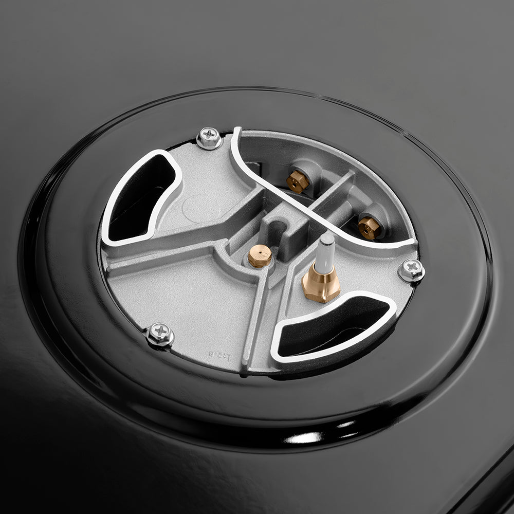 ZLINE Autograph Edition Paramount 30-inch range in black satin stainless steel and champagne bronze accents PSDRBSZ-30-CB, from above