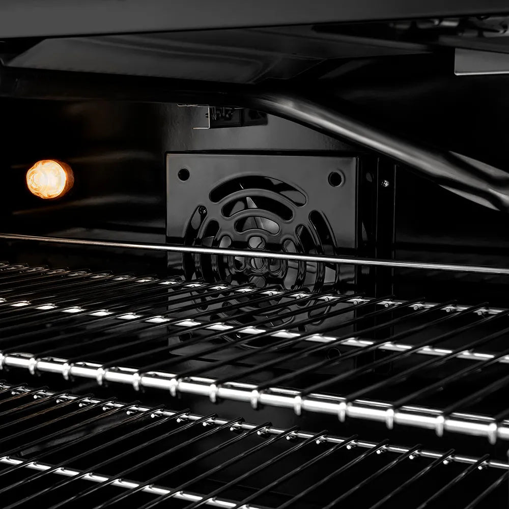 ZLINE Autograph Edition Paramount 48-inch range in black satin stainless steel and polished gold accents SGRBSZ-48-G, detail