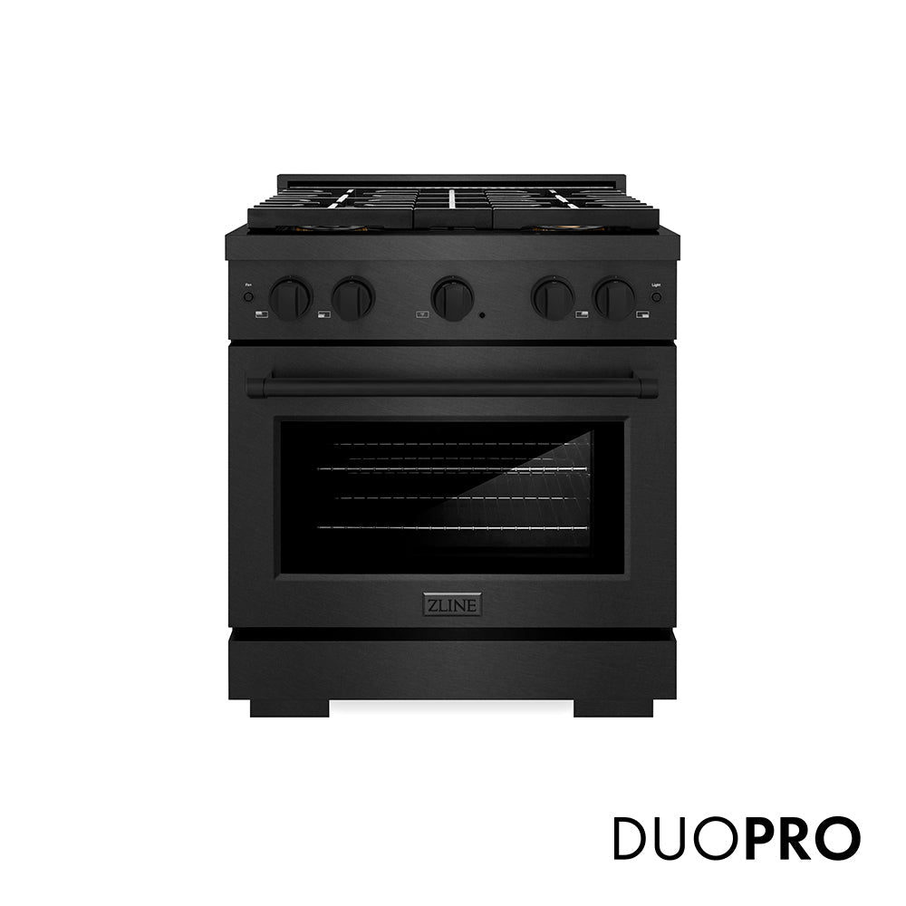ZLINE Paramount 30-inch range in black satin stainless steel PSGRBS-30