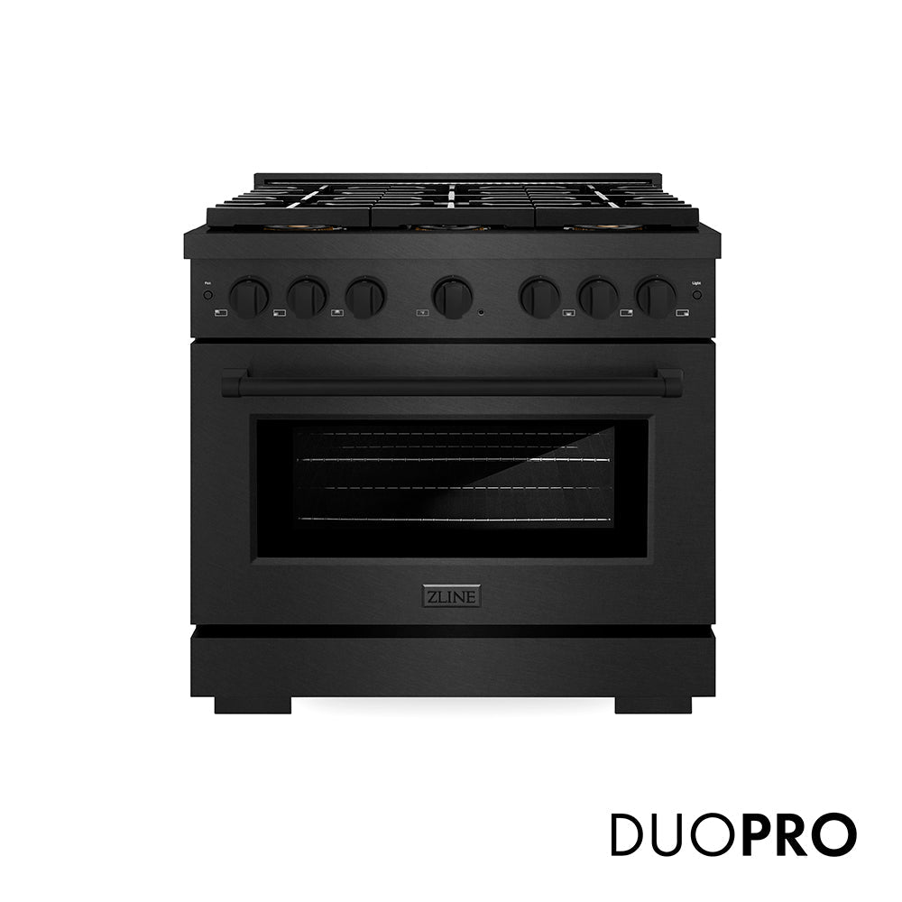 ZLINE Paramount 36-inch range in black satin stainless steel PSGRBS-36