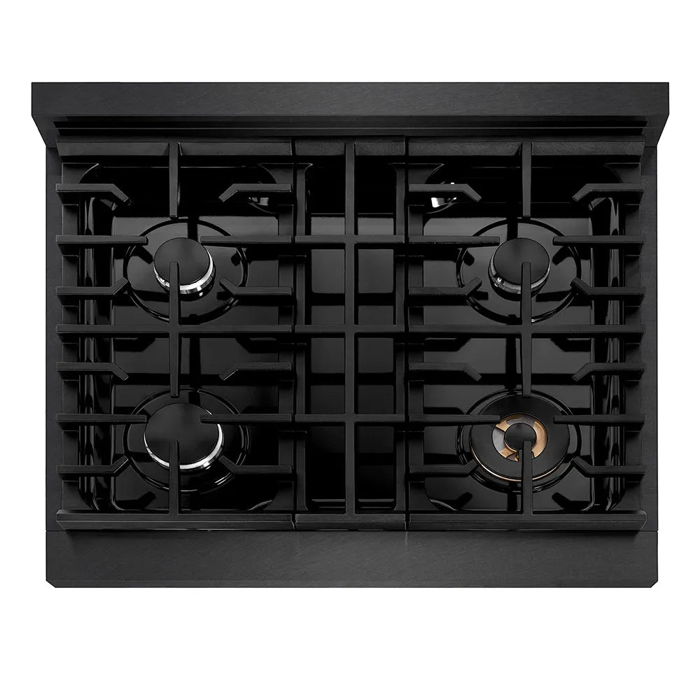 ZLINE Paramount 30-inch rangetop in black satin stainless steel SRTBS-30, from above
