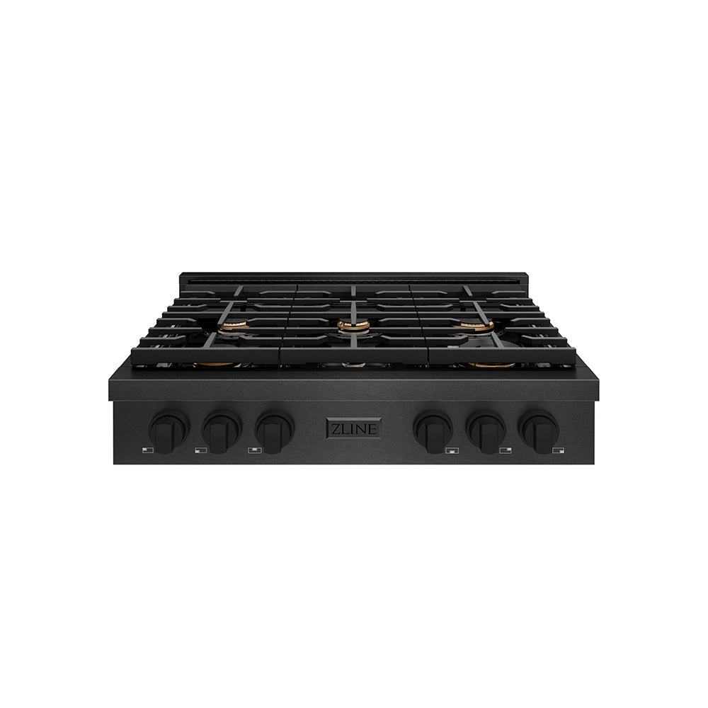 ZLINE Paramount 36-inch rangetop in black satin stainless steel SRTBS-BR-36