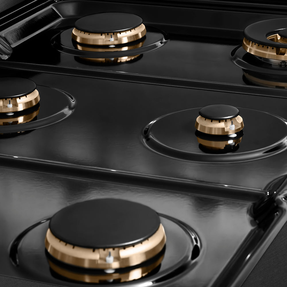 ZLINE Paramount 36-inch rangetop in black satin stainless steel SRTBS-BR-36, from above