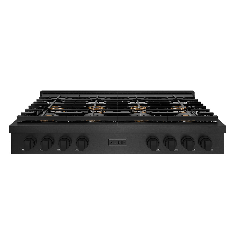 ZLINE Paramount 48-inch rangetop in black satin stainless steel PSRTBS-48, front view