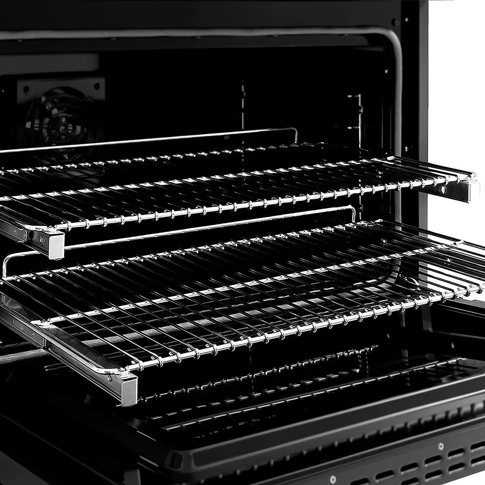 ZLINE Autograph Edition Paramount 36-inch range in black stainless steel and polished gold accents SDRBZ-36-KG, detail