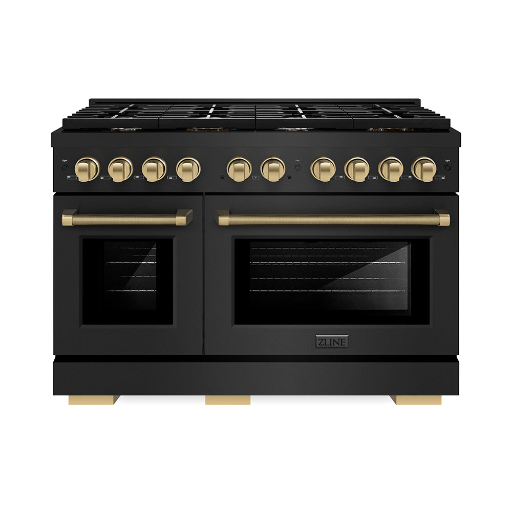 ZLINE Autograph Edition Paramount 48-inch range in black stainless steel and champagne bronze accents SDRBZ-48-KCB