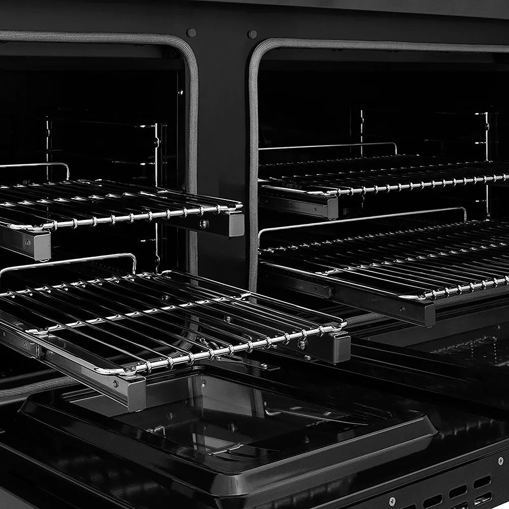 ZLINE Autograph Edition Paramount 48-inch range in black stainless steel and polished gold accents SDRBZ-48-KG, detail