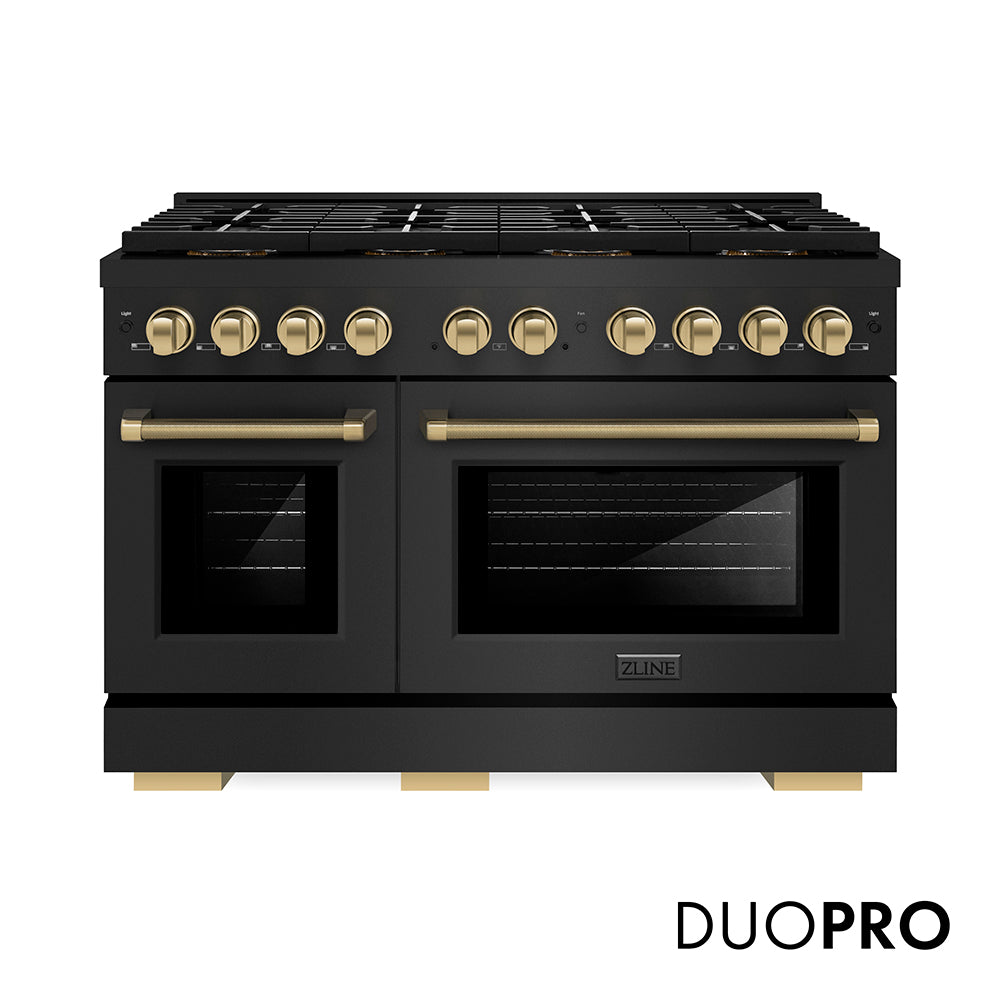 ZLINE Autograph Edition Paramount 48-inch range in black stainless steel and champagne bronze accents PSGRBZ-48-KCB