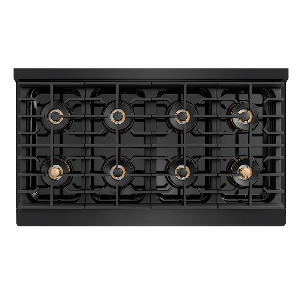 ZLINE Autograph Edition Paramount 48-inch range in black stainless steel and champagne bronze accents PSGRBZ-48-KCB, from above