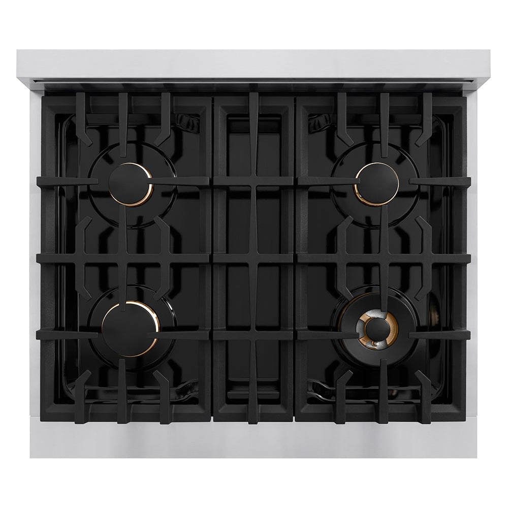 ZLINE Classic 30-inch rangetop in stainless steel RT-BR-30, from above