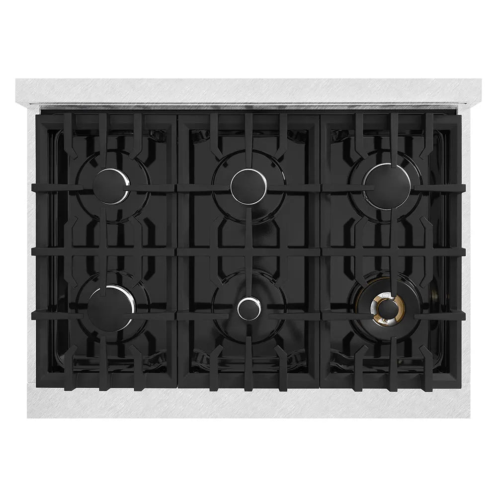 ZLINE Classic 36-inch rangetop in satin stainless steel RTS-36, from above