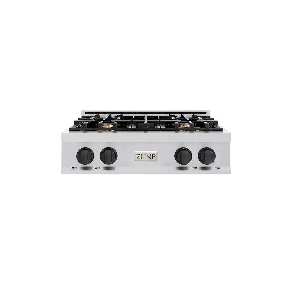 ZLINE Autograph Edition Classic 30-inch rangetop in stainless steel and matte black accents RTZ-30-MB