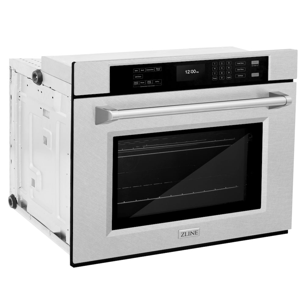 ZLINE Professional 30-inch wall oven in satin stainless steel WASS-30, side view
