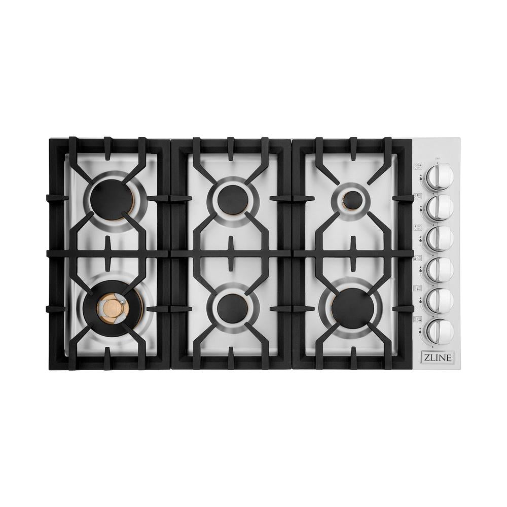 ZLINE 36-inch cooktop in stainless steel RC-BR-36, from above