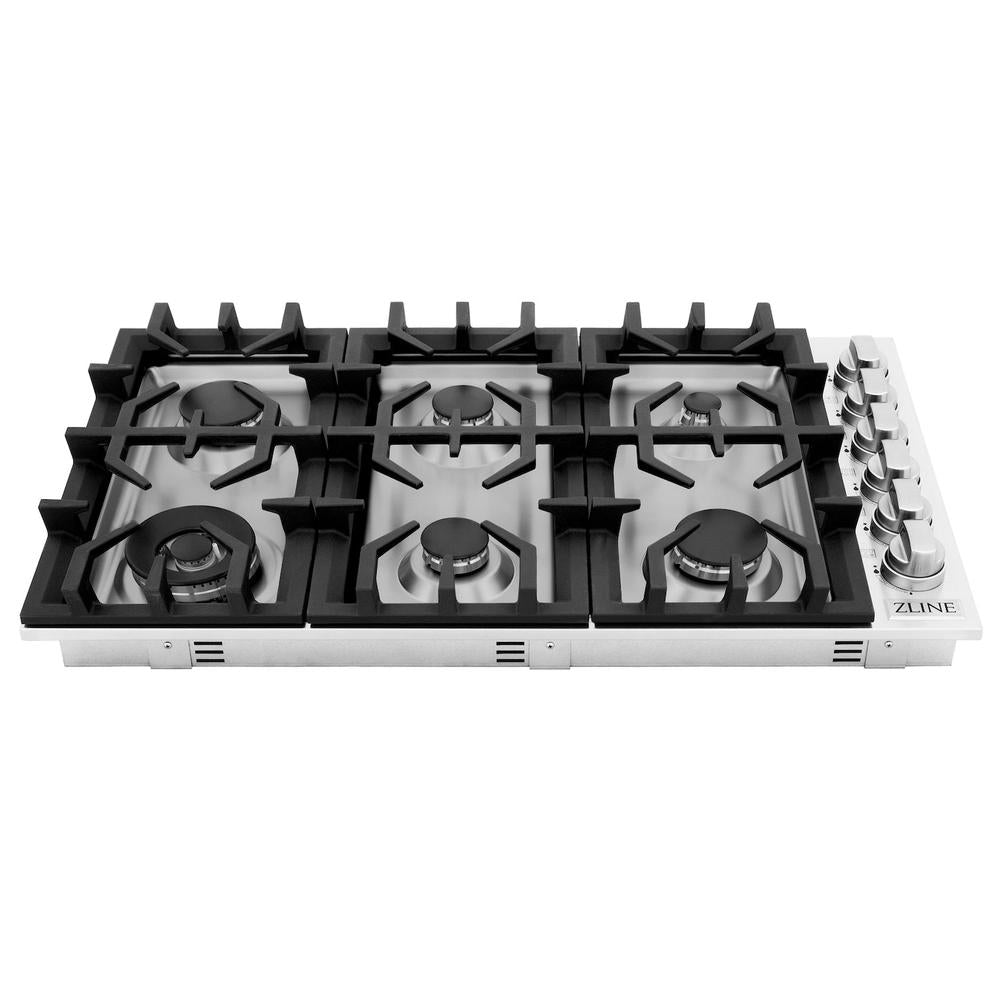 ZLINE 36-inch cooktop in stainless steel RC36, from above