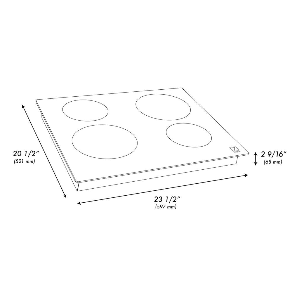 ZLINE 24-inch cooktop in stainless steel RCIND-24, from above