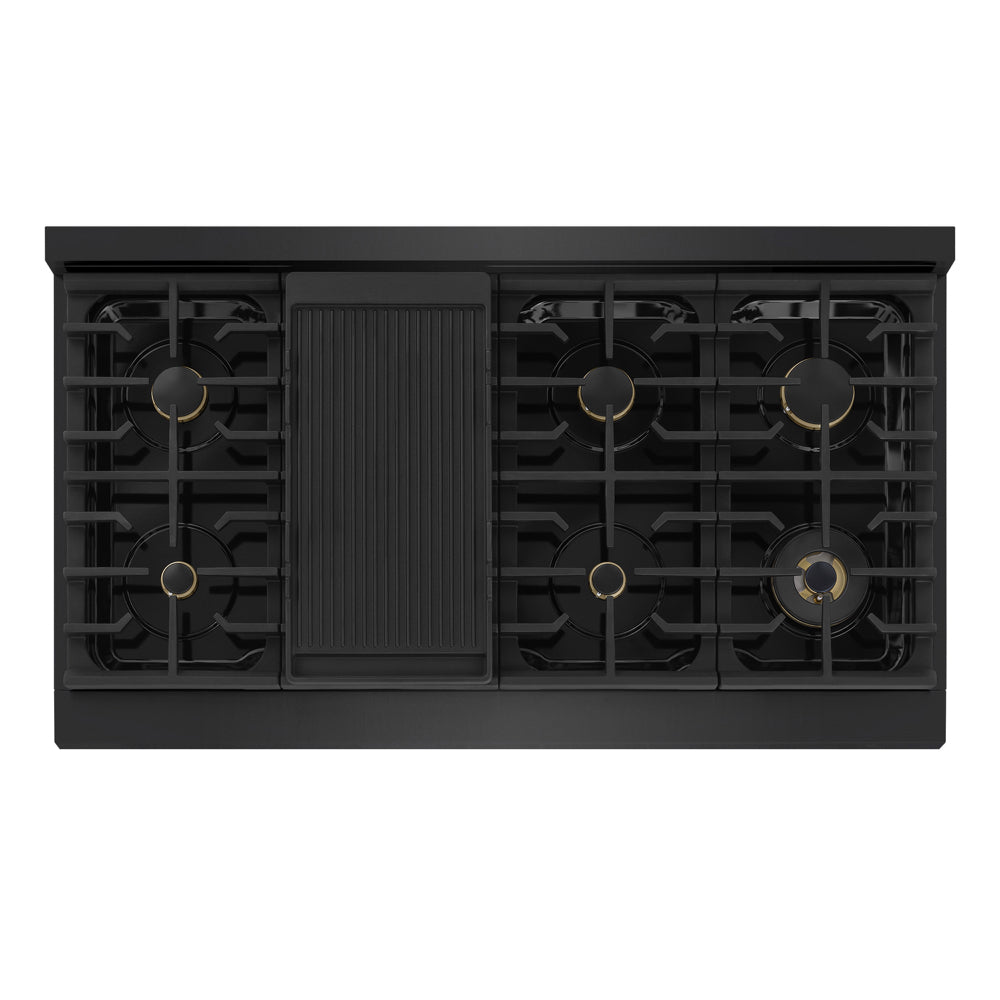 ZLINE Autograph Edition Marino 48-inch range in black stainless steel and champagne bronze accents MDRBZ-48-CB, from above