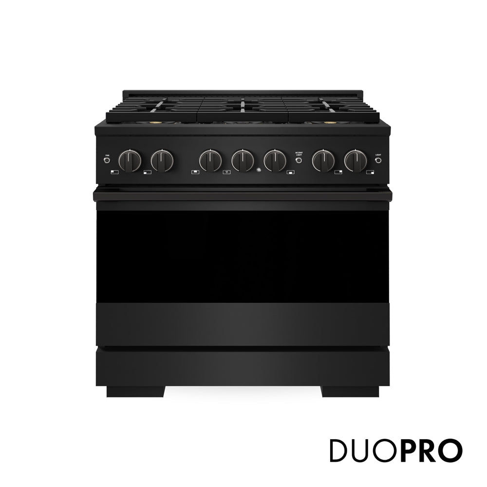 ZLINE Marino 36-inch range in black stainless steel PMDRB-36