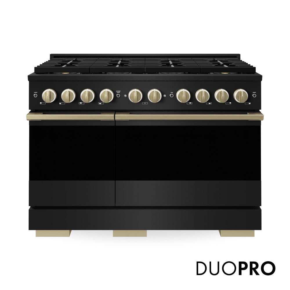 ZLINE Autograph Edition Marino 48-inch range in black stainless steel and champagne bronze accents PMGRBZ-48-CB