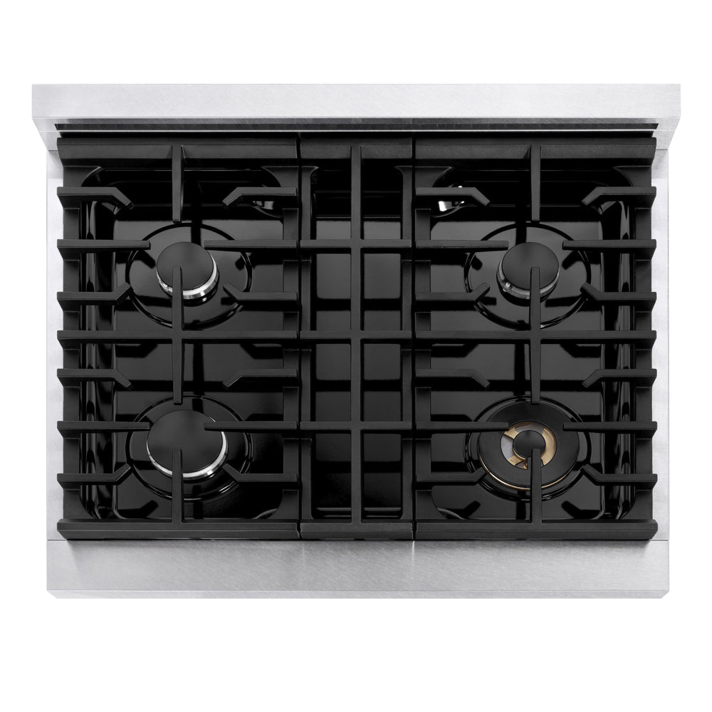 ZLINE Marino 30-inch range in satin stainless steel MGRS-30, from above