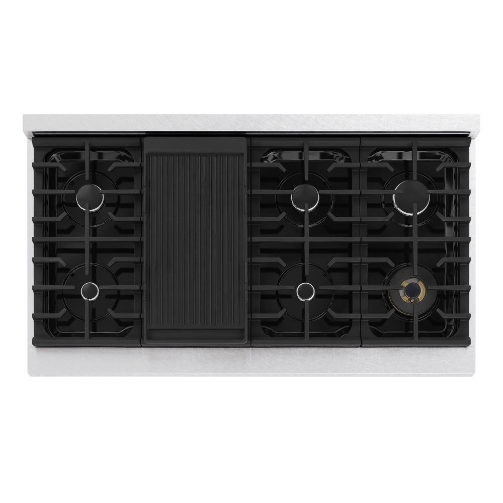 ZLINE Marino 48-inch range in satin stainless steel MGRS-48, from above