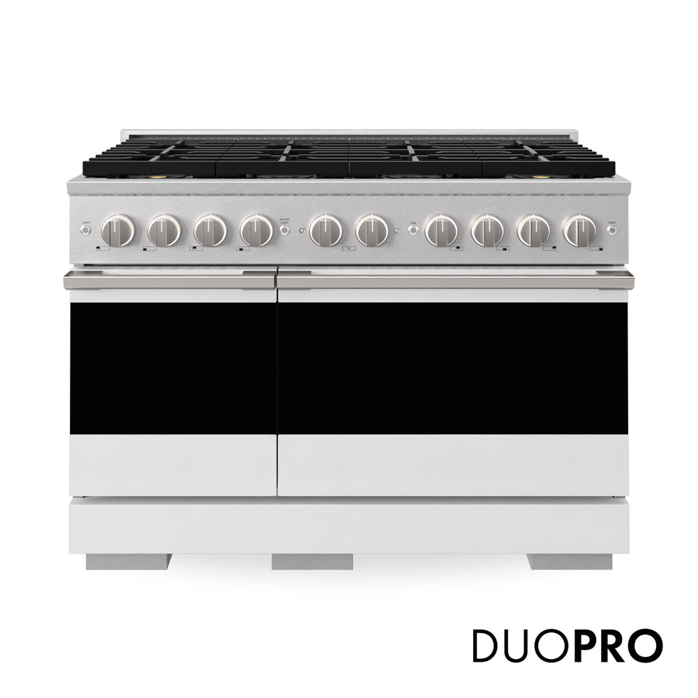 ZLINE Marino 48-inch range in satin stainless steel with white matte door PMGRS-WM-48