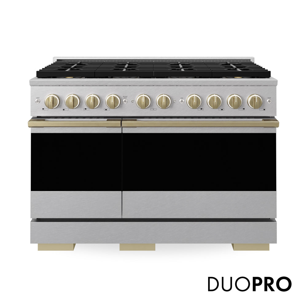 ZLINE Autograph Edition Marino 48-inch range in satin stainless steel and champagne bronze accents PMGRSZ-48-CB
