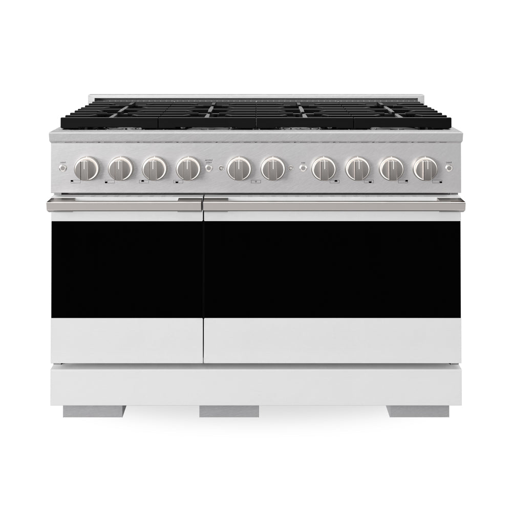 ZLINE Marino 48-inch range in satin stainless steel with white matte door MGRS-WM-48