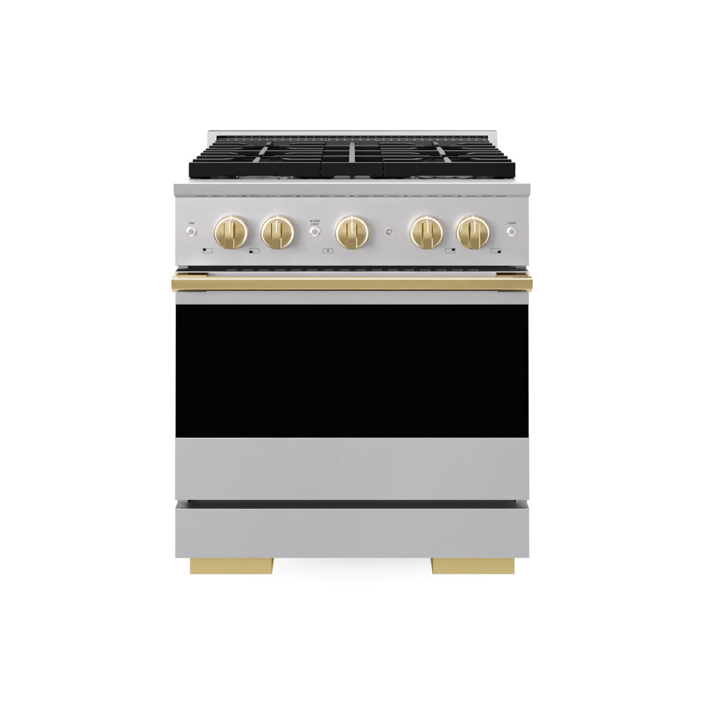 ZLINE Autograph Edition Marino 30-inch range in stainless steel and polished gold accents MDRZ-30-G