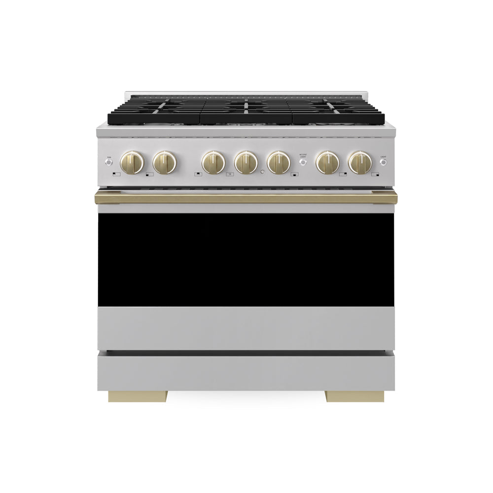 ZLINE Autograph Edition Marino 36-inch range in stainless steel and champagne bronze accents MDRZ-36-CB