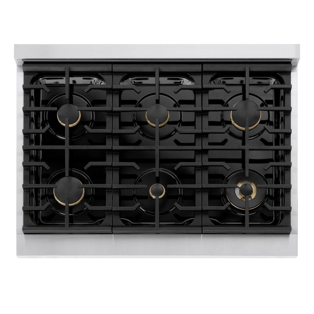 ZLINE Marino 36-inch range in stainless steel MDR-BR-36, from above