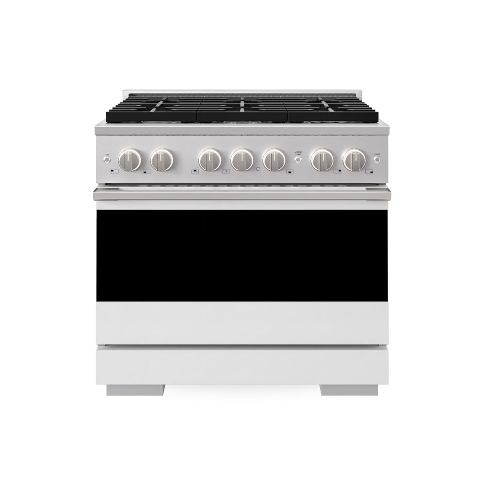 ZLINE Marino 36-inch range in stainless steel with white matte door MDR-WM-36