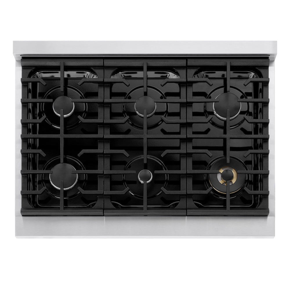 ZLINE Marino 36-inch range in stainless steel with white matte door MDR-WM-36, from above