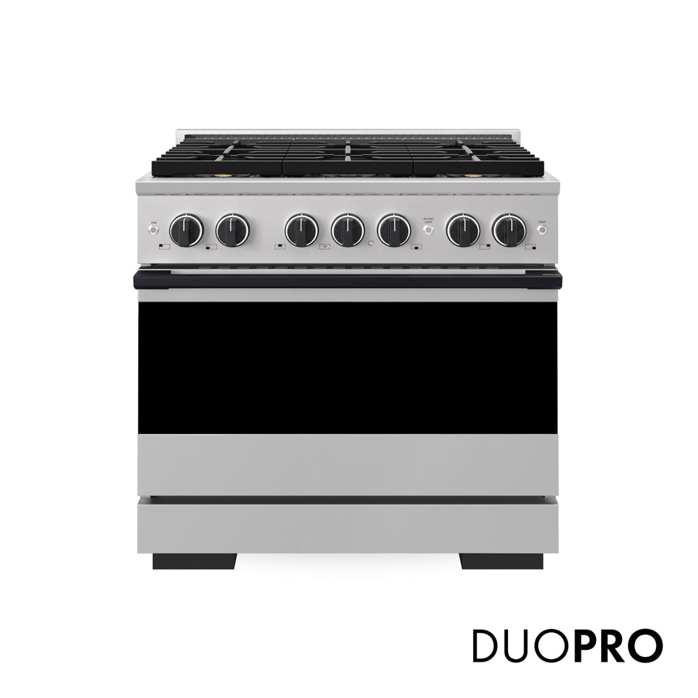 ZLINE Autograph Edition Marino 36-inch range in stainless steel and matte black accents PMDRZ-36-MB