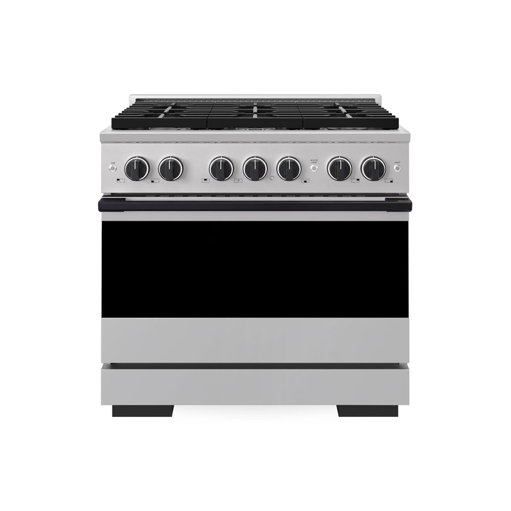 ZLINE Autograph Edition Marino 36-inch range in stainless steel and matte black accents MGRZ-36-MB