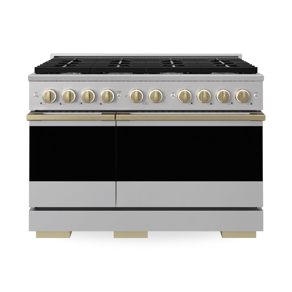 ZLINE Autograph Edition Marino 48-inch range in stainless steel and champagne bronze accents MGRZ-48-CB