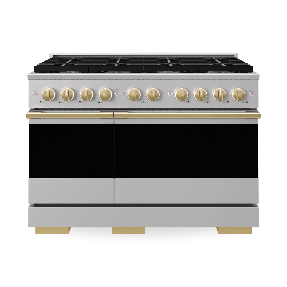 ZLINE Autograph Edition Marino 48-inch range in stainless steel and polished gold accents MGRZ-48-G