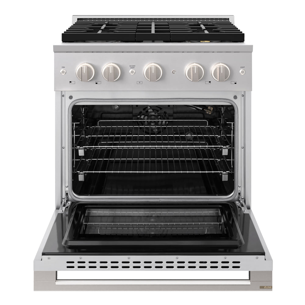 ZLINE Marino 30-inch range in stainless steel PMGR30, front view