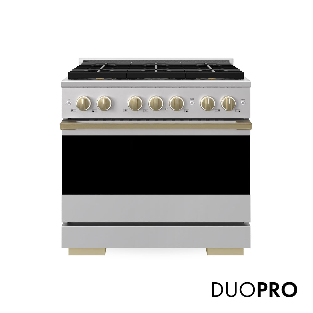 ZLINE Autograph Edition Marino 36-inch range in stainless steel and champagne bronze accents PMGRZ-36-CB