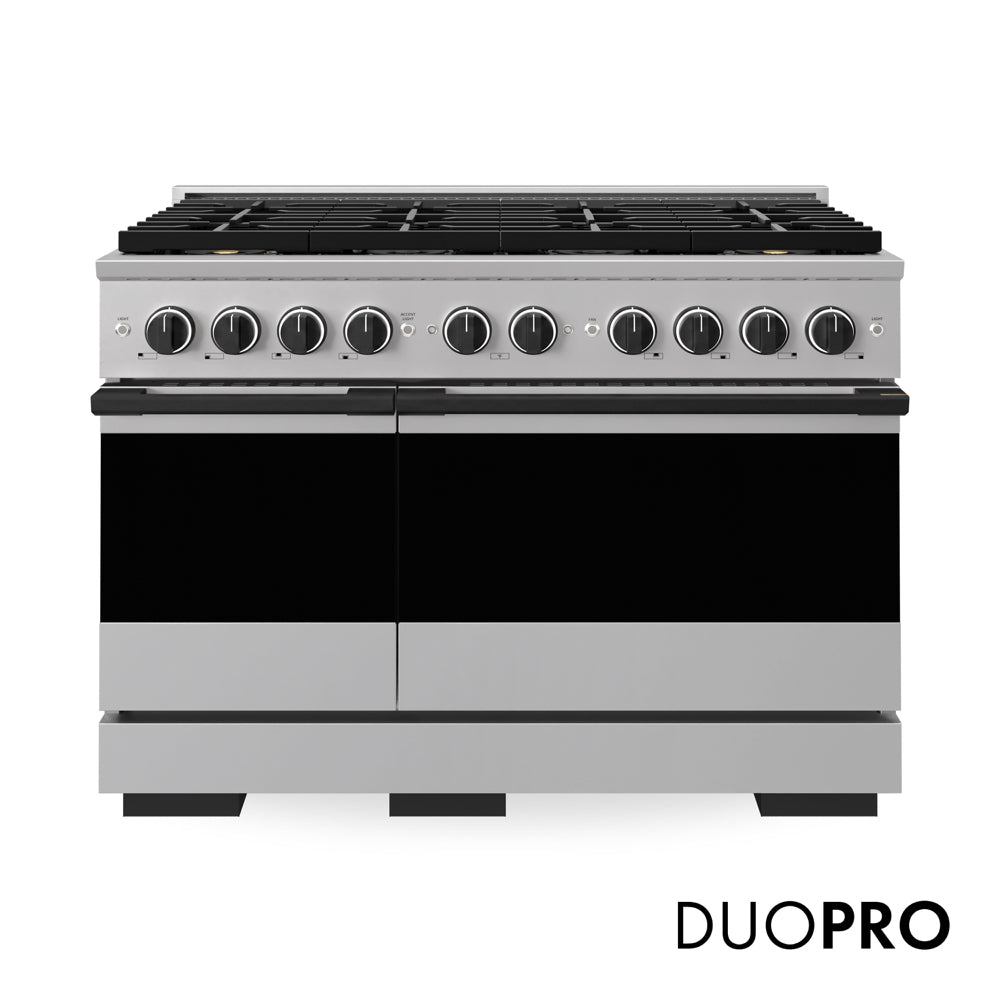 ZLINE Autograph Edition Marino 48-inch range in stainless steel and matte black accents PMGRZ-48-MB