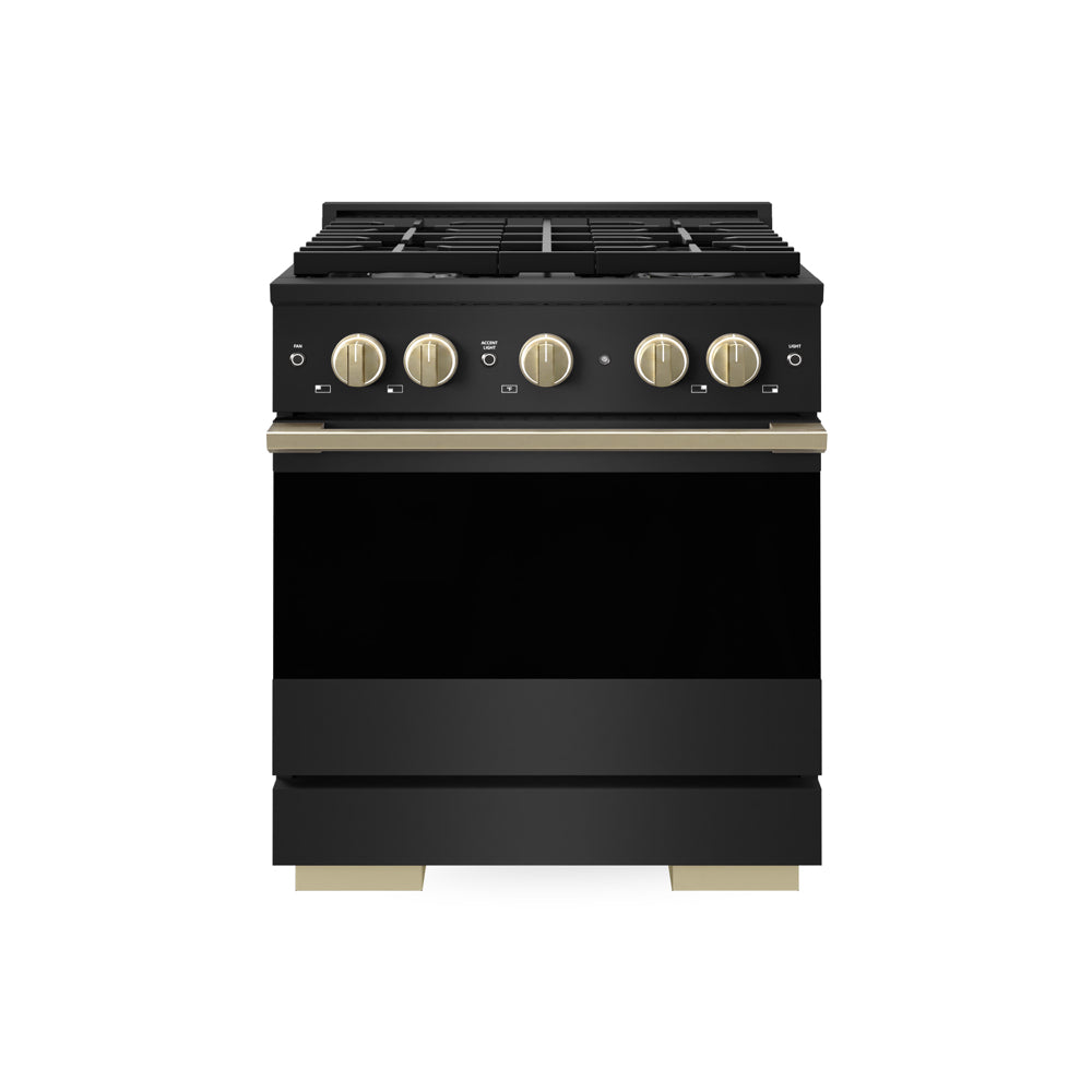 ZLINE Autograph Edition Marino 30-inch range in black stainless steel and champagne bronze accents MDRBZ-30-CB