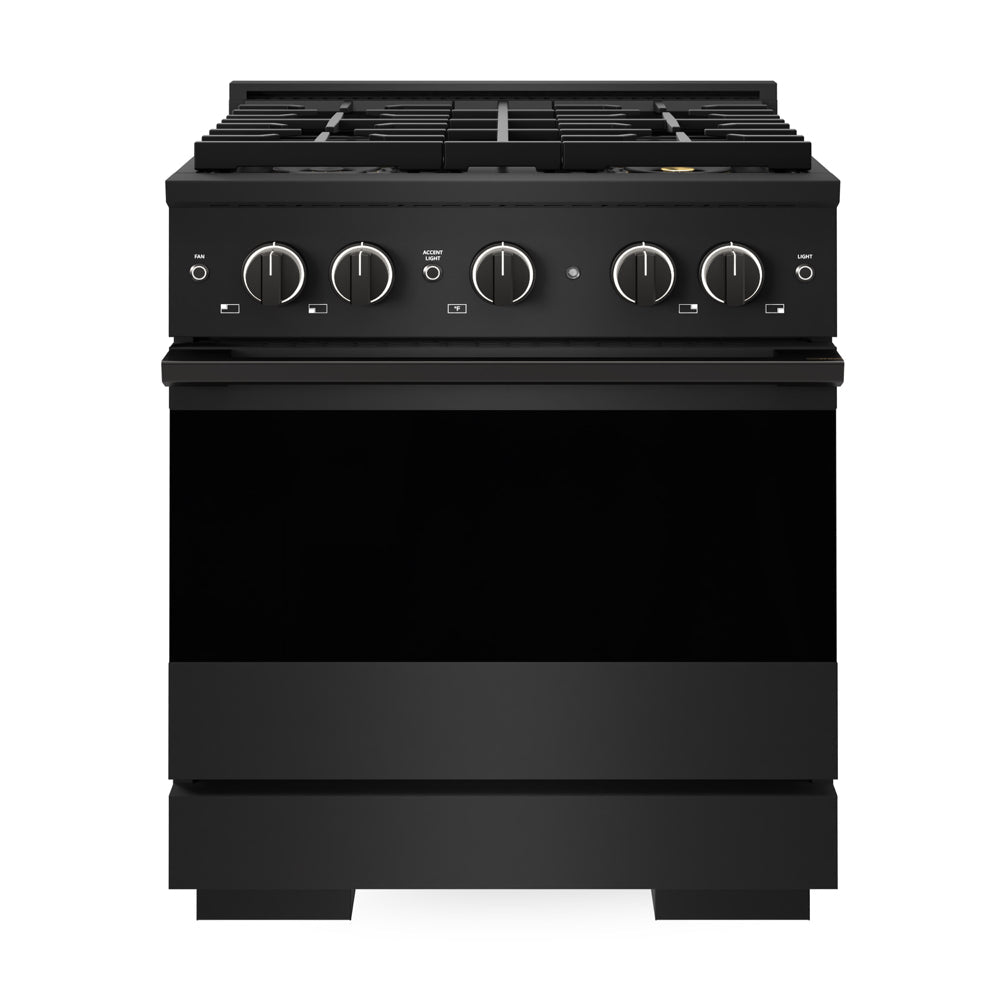 ZLINE Marino 30-inch range in black stainless steel PMDRB-30, front view