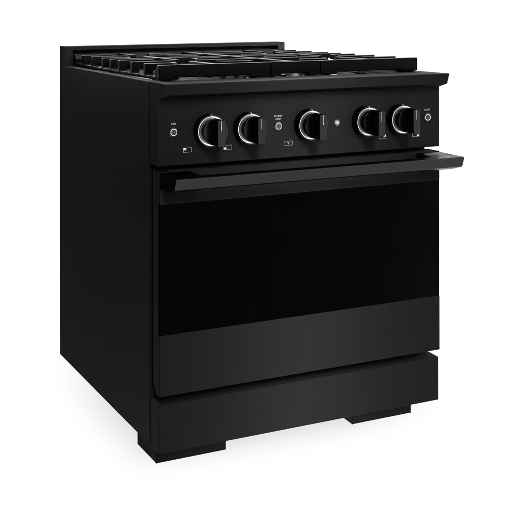ZLINE Marino 30-inch range in black stainless steel PMDRB-30, from above