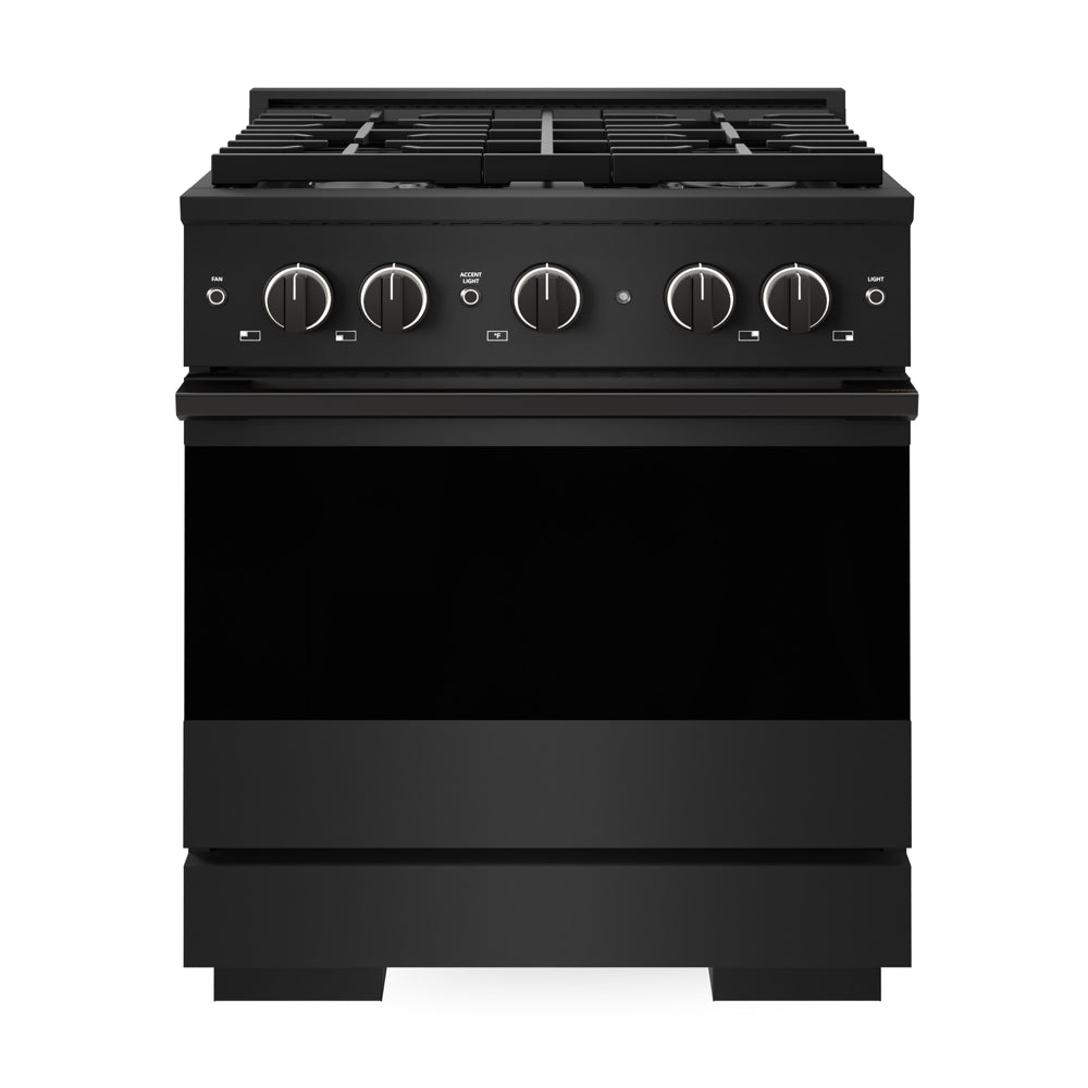 ZLINE Marino 30-inch range in black stainless steel MGRB-30, front view
