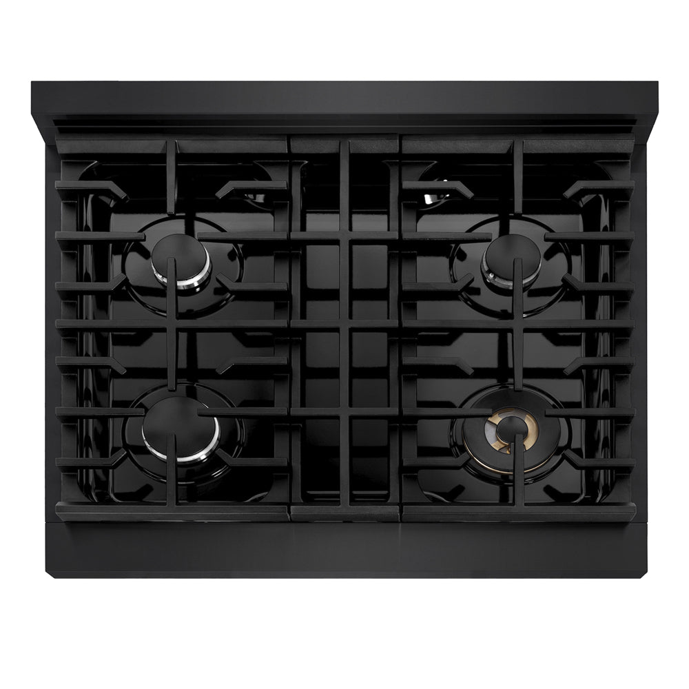 ZLINE Marino 30-inch range in black stainless steel MGRB-30, from above