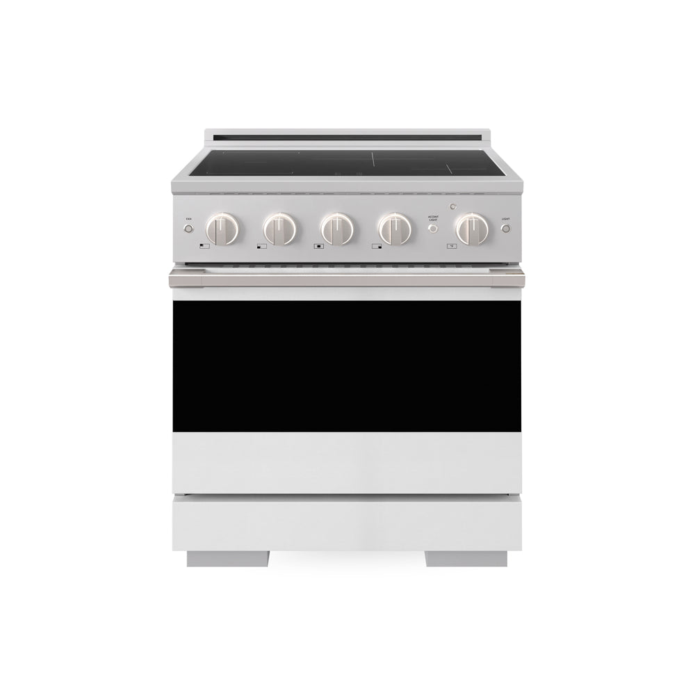 ZLINE Marino 30-inch range in stainless steel with white matte door MINR-WM-30