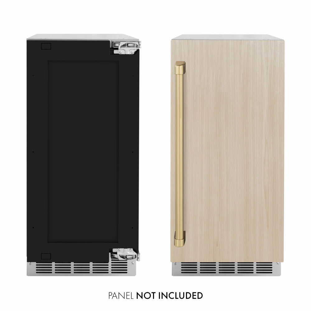 ZLINE Autograph Edition Touchstone 15-inch ice maker, panel ready and champagne bronze accents INGDPZ-15-CB