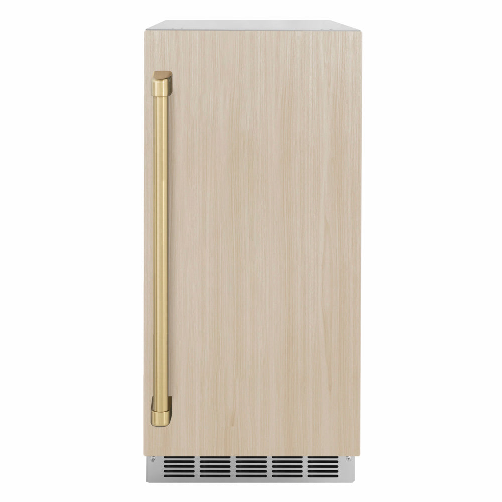 ZLINE Autograph Edition Touchstone 15-inch ice maker, panel ready and champagne bronze accents INGDPZ-15-CB, front view
