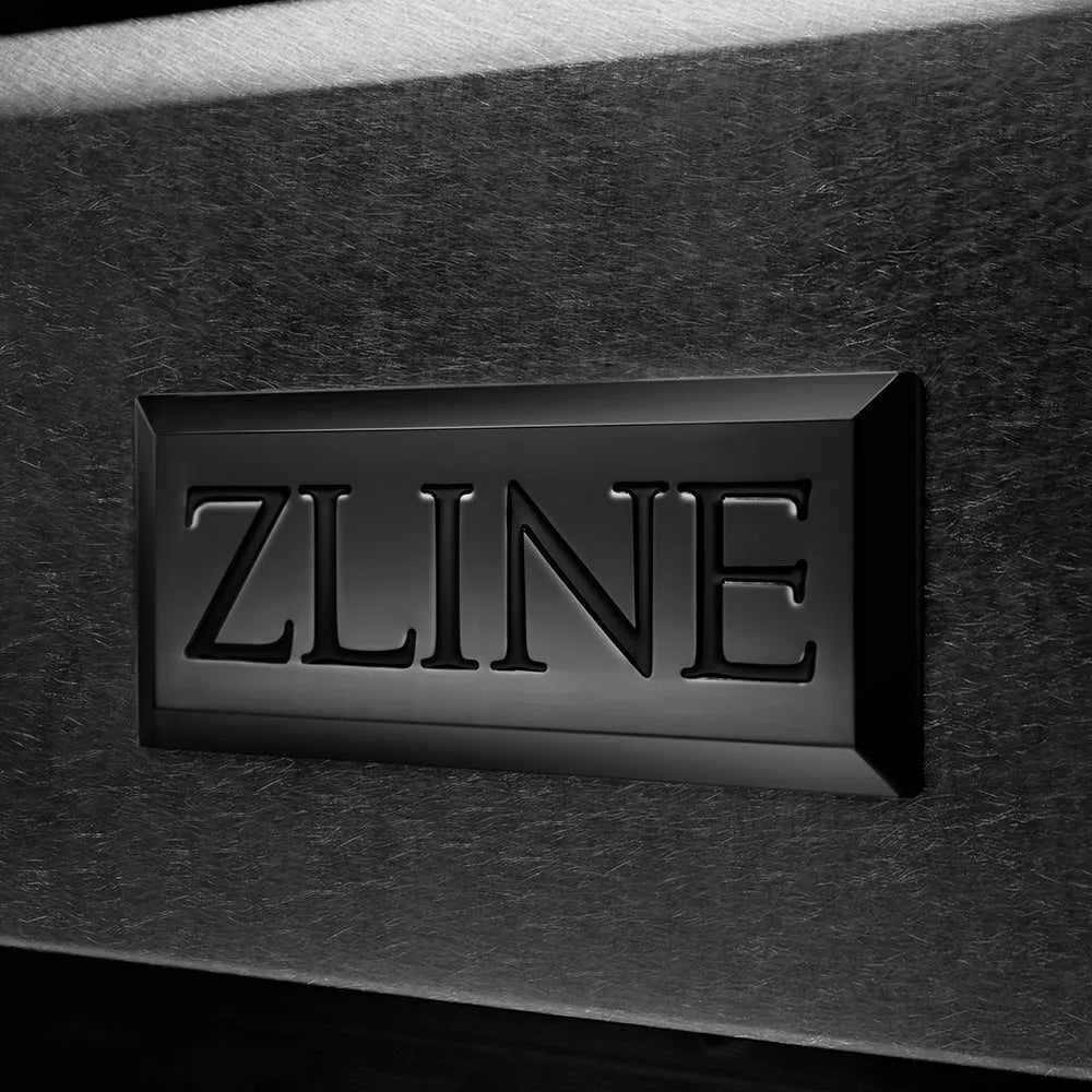 ZLINE Autograph Edition Paramount 30-inch range in black satin stainless steel and polished gold accents SGRBSZ-30-G, detail